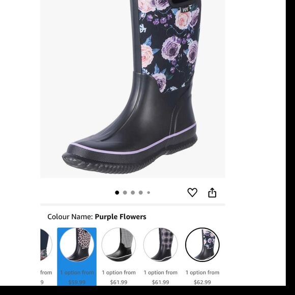 Cute Waterproof Winter Protection Frost Proof Rain Snow Rubber Flower Boots US 6 - Picture 7 of 8